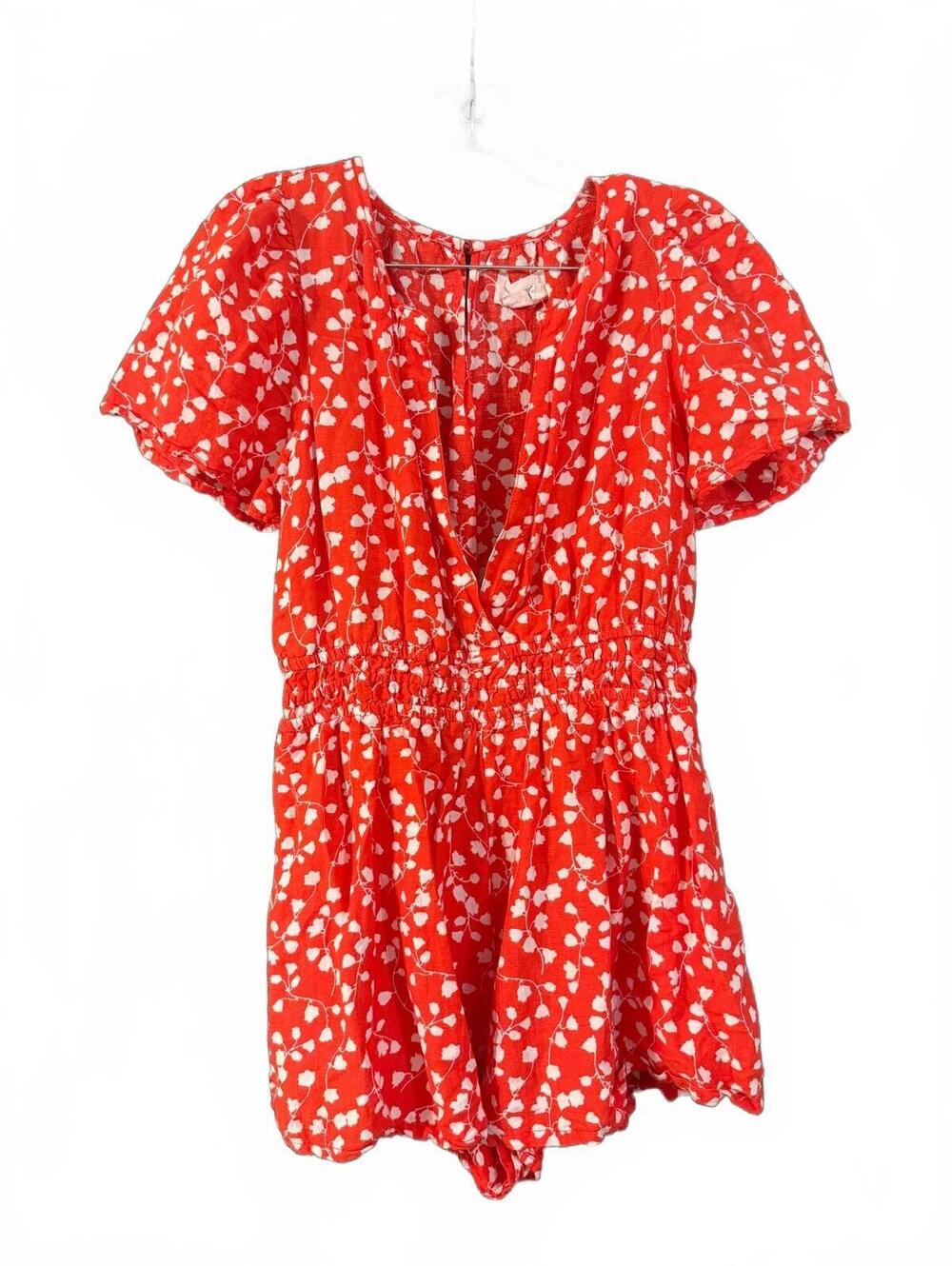 Anthropologie somerset red linen romper - SP